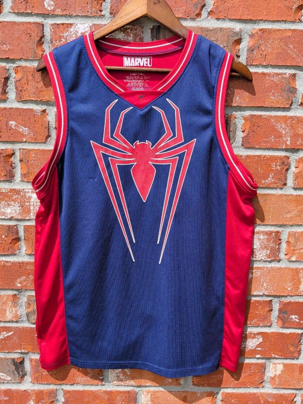 Marvel Spider-Man Jersey Mens LG Navy Red Basketball Tank 62 Graphic
